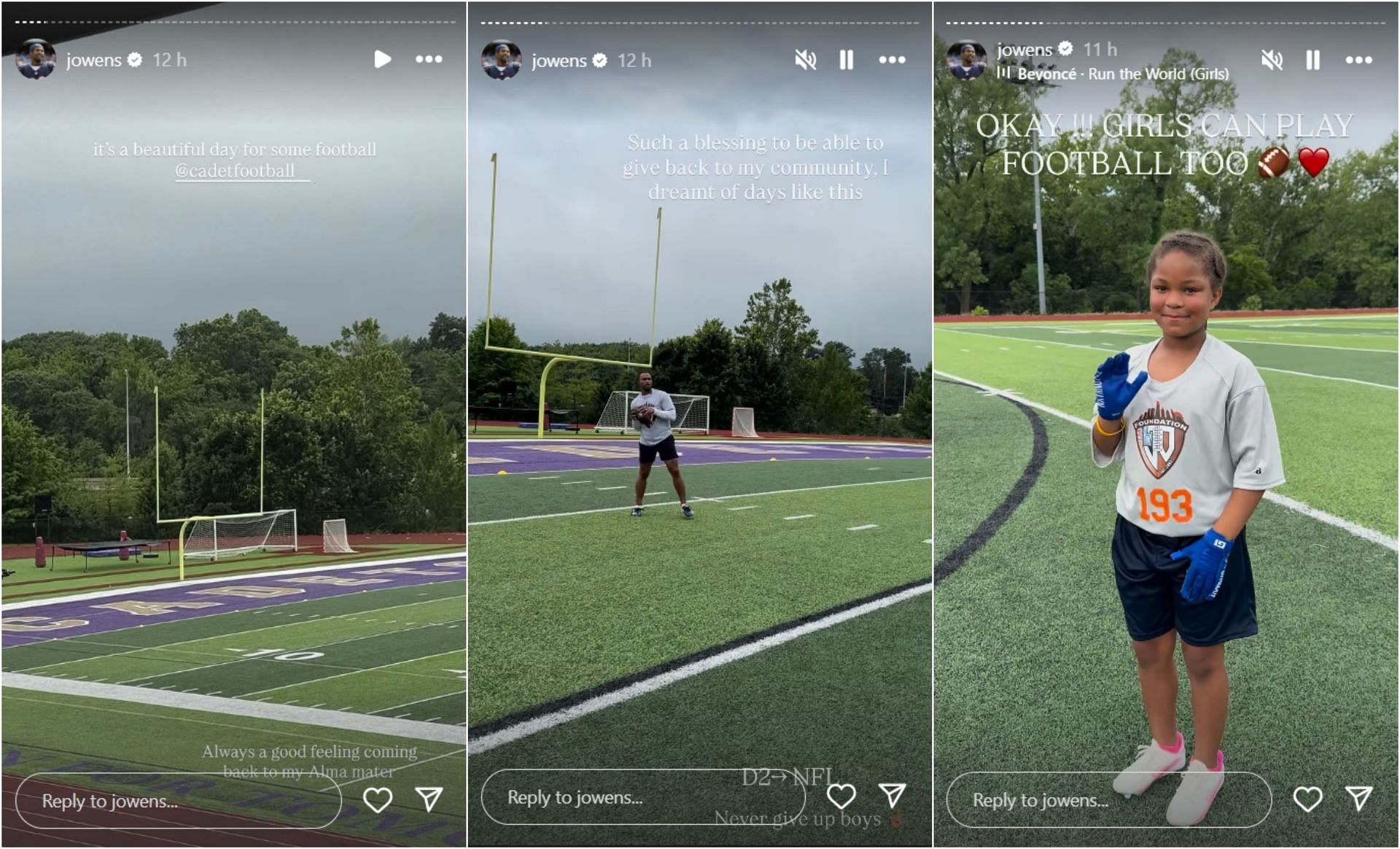Owens giving back to the community as a mentor; Instagram - @jowens